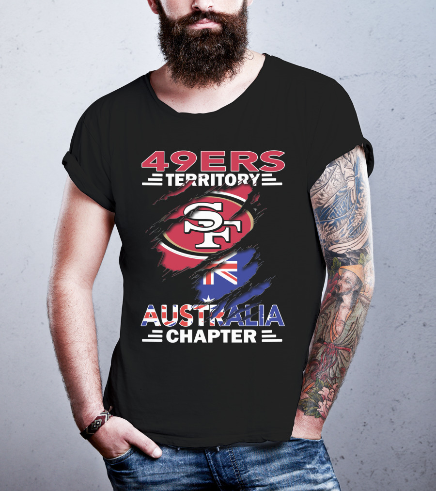 49ers Territory Australia Chapter SF Logo With Australian Flag Background T-Shirt