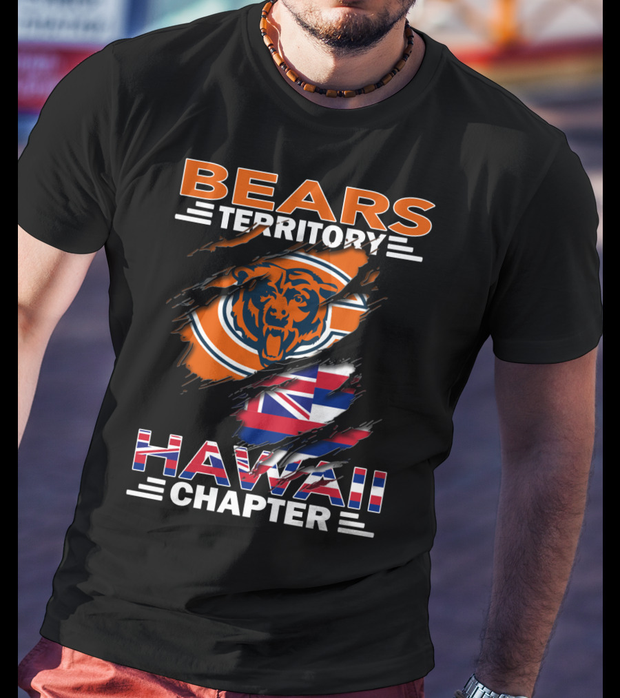 Bears Territory Hawaii Chapter Logo With Bear And Hawaiian Flag Elements T-Shirt