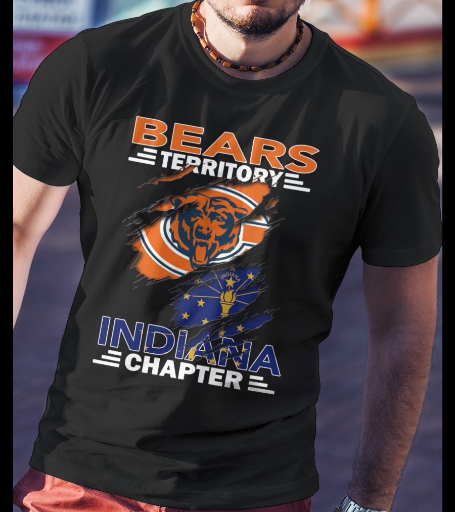 Bears Territory Indiana Chapter Chicago Bears Logo Indiana Flag T-Shirt