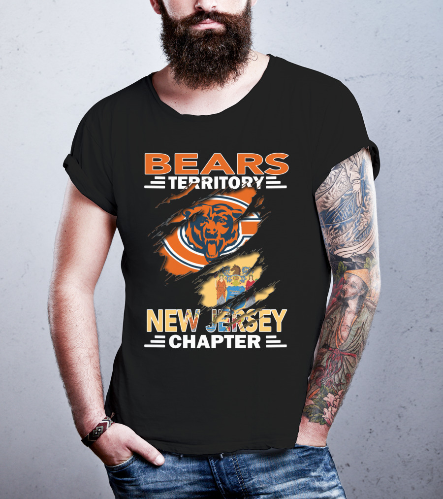 Bears Territory New Jersey Chapter Chicago Bears Logo And State Flag Integration T-Shirt