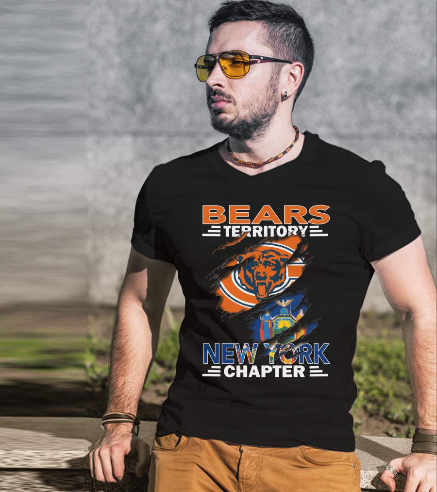 Bears Territory New York Chapter Flag And Logo Fusion T-Shirt
