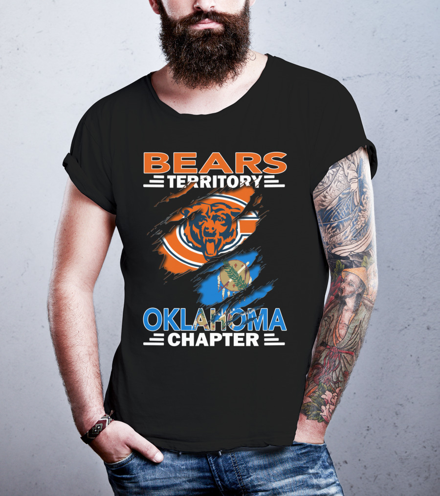 Bears Territory Oklahoma Chapter Chicago Bears Logo With State Flag Background T-Shirt