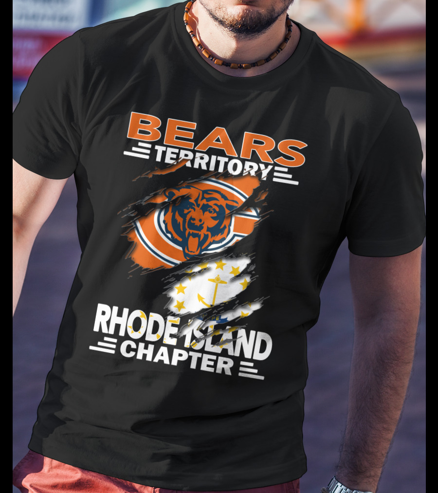 Bears Territory Rhode Island Chapter Chicago Bears Logo And Rhode Island Flag T-Shirt