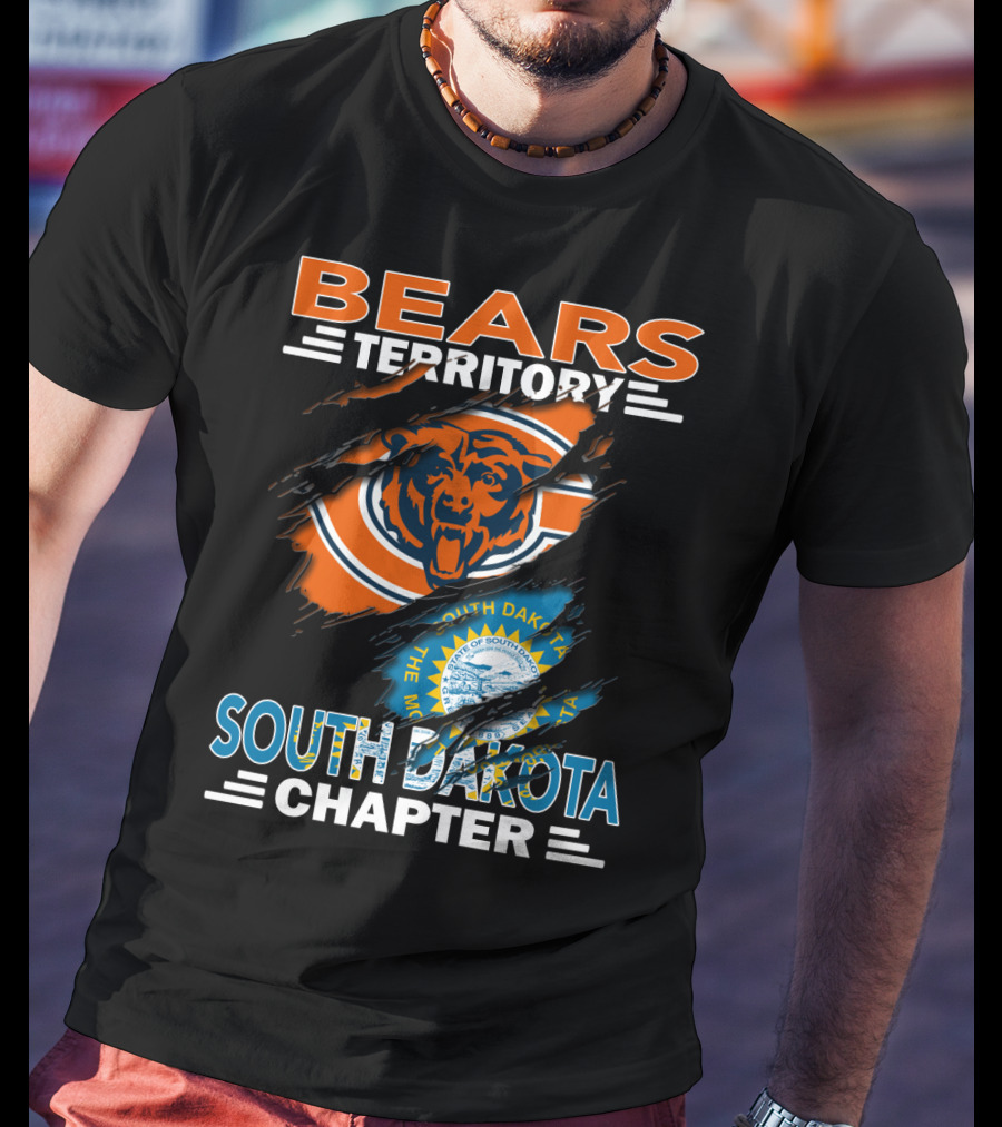 Bears Territory South Dakota Chapter Logo With Chicago Bears And State Emblem T-Shirt