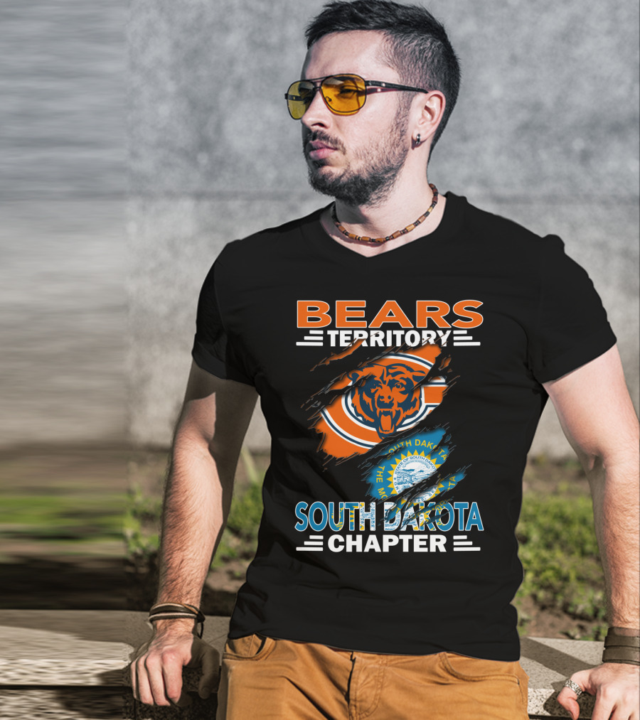 Bears Territory South Dakota Chapter Logo With Chicago Bears And State Emblem T-Shirt