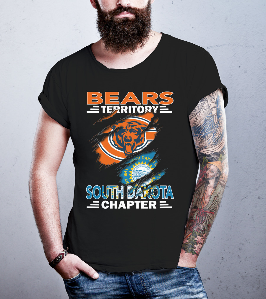 Bears Territory South Dakota Chapter Logo With Chicago Bears And State Emblem T-Shirt
