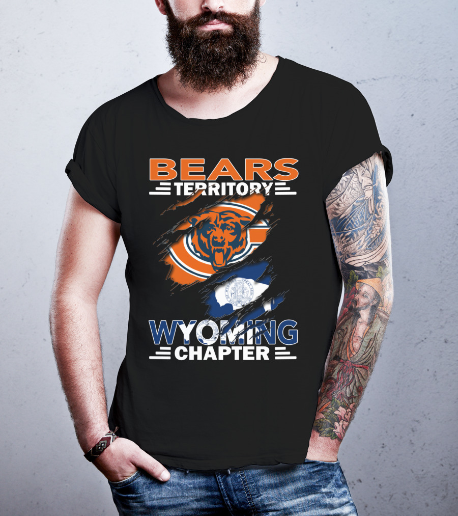 Bears Territory Wyoming Chapter Chicago Bears Logo Wyoming Flag T-Shirt
