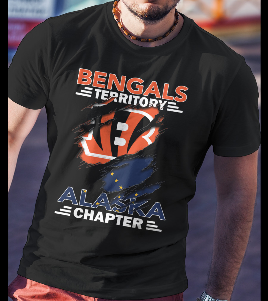 Bengals Territory Alaska Chapter Logo With Torn Effect And Flag Elements T-Shirt
