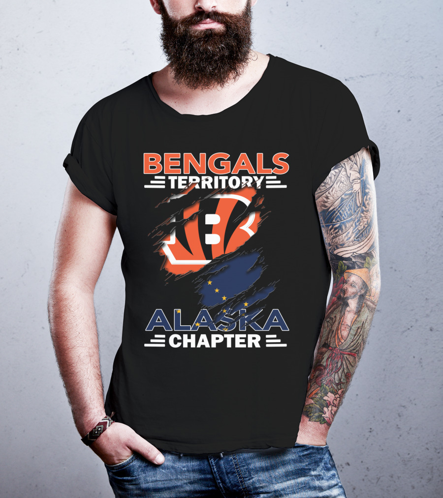 Bengals Territory Alaska Chapter Logo With Torn Effect And Flag Elements T-Shirt