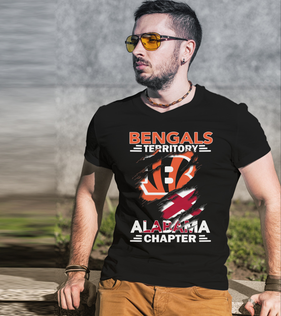 Bengals Territory Alabama Chapter Logo Featuring Torn Flag T-Shirt