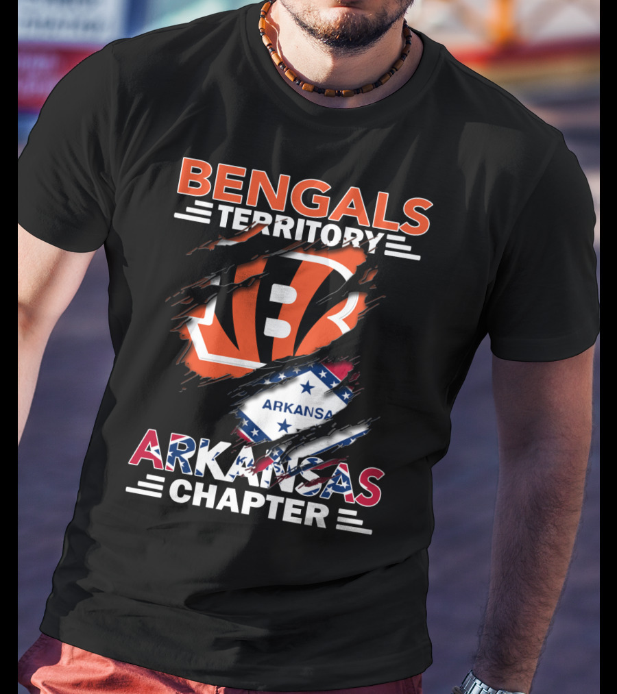 Bengals Territory Arkansas Chapter NFL Fan Logo With State Flag T-Shirt
