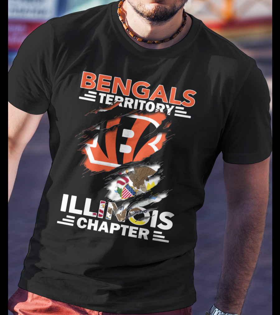 Bengals Territory Illinois Chapter NFL Logo And State Flag T-Shirt