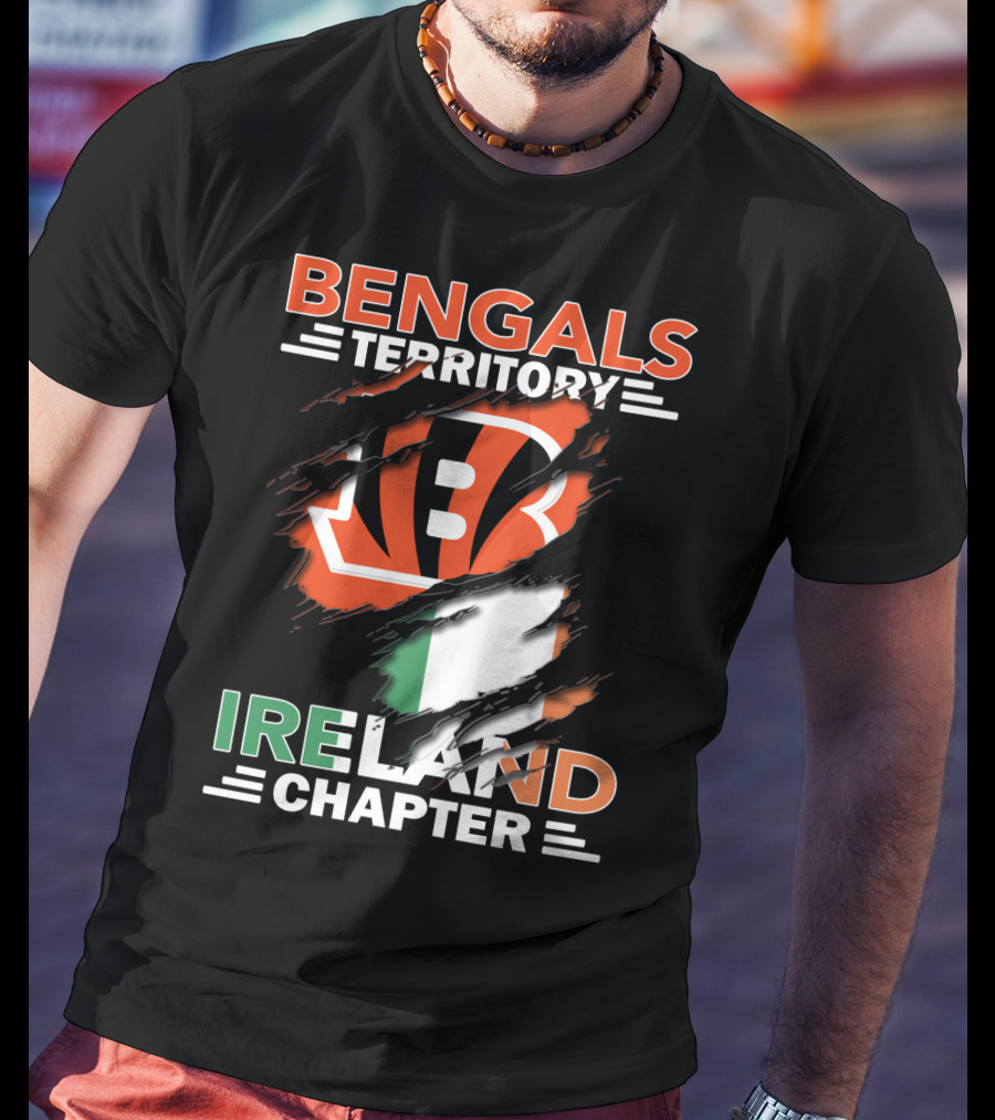 Bengals Territory Ireland Chapter Logo With Irish Flag And Team Emblem T-Shirt