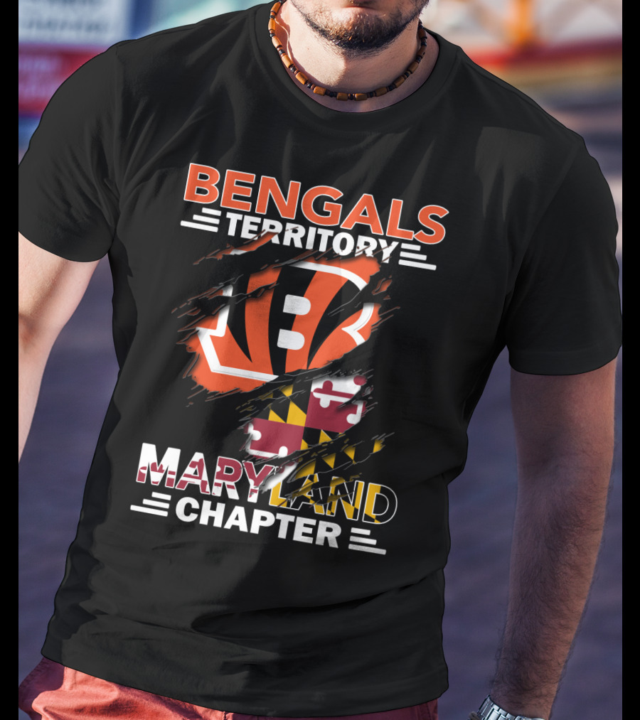 Bengals Territory Maryland Chapter Cincinnati Bengals Logo Maryland Flag T-Shirt