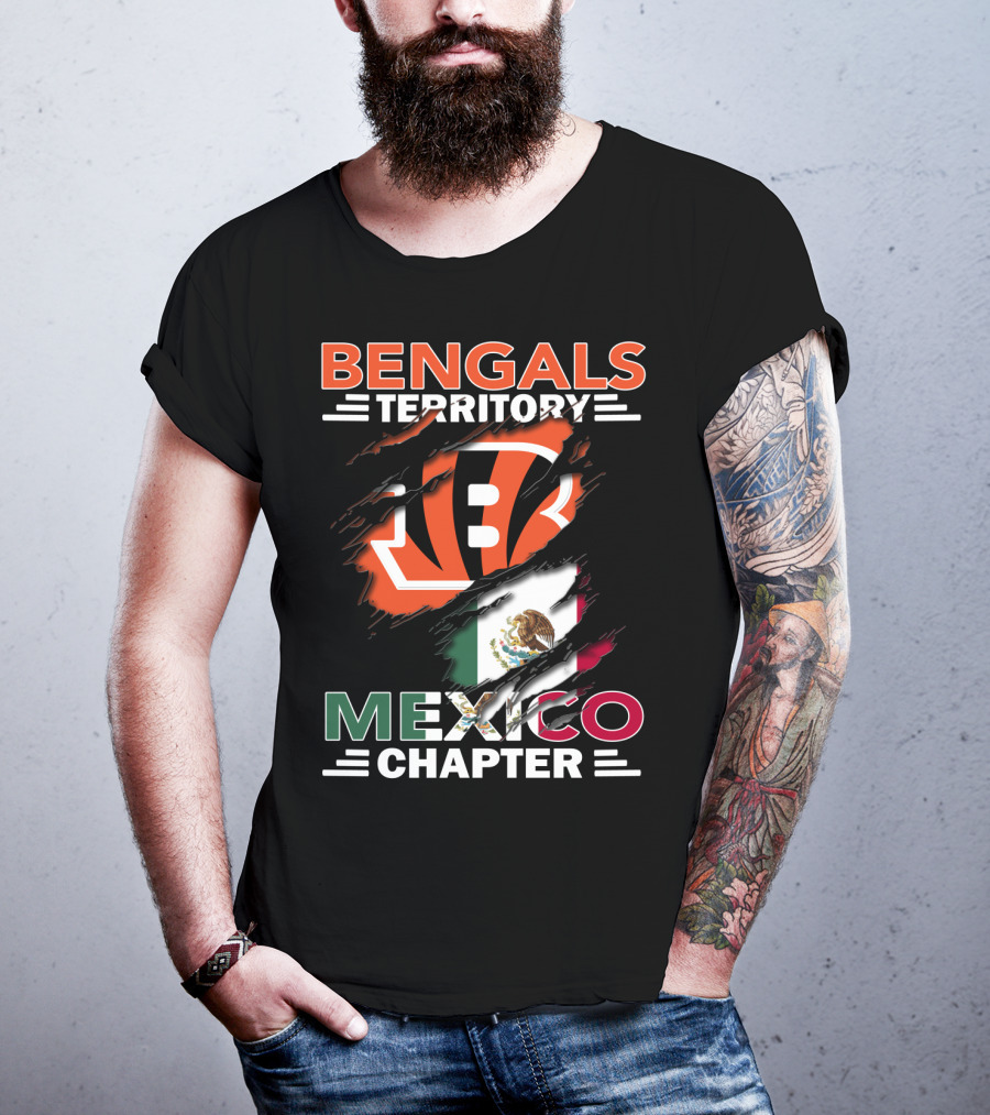 Bengals Territory Mexico Chapter NFL Logo With Mexican Flag Elements T-Shirt