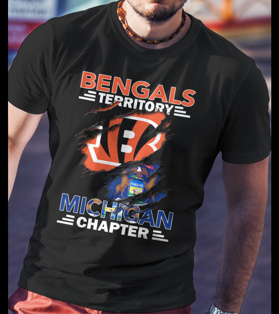 Bengals Territory Michigan Chapter Logo With State Flag Elements T-Shirt