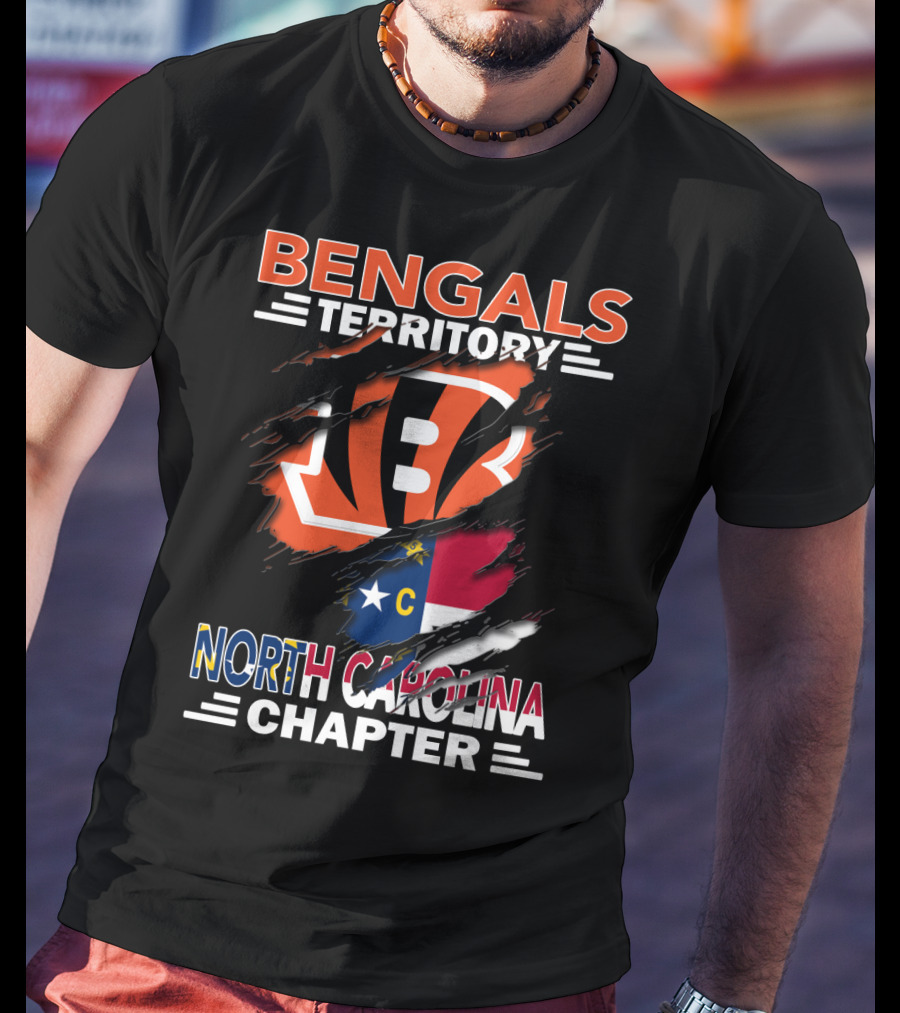 Bengals Territory North Carolina Chapter Flag And Logo Fusion T-Shirt
