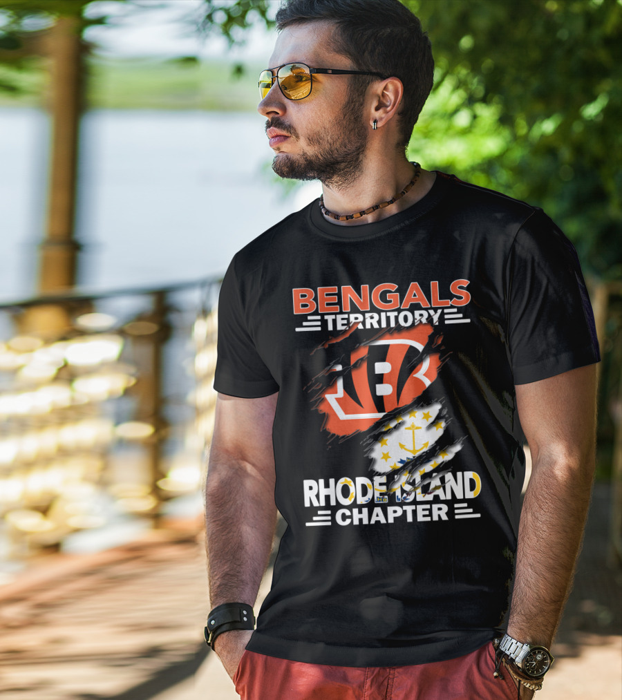 Bengals Territory Rhode Island Chapter Logo With State Flag Elements T-Shirt