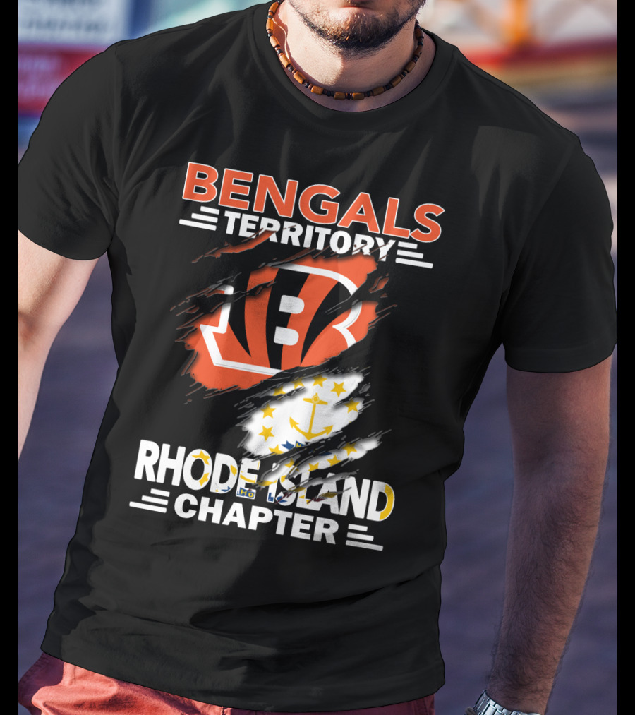 Bengals Territory Rhode Island Chapter Logo With State Flag Elements T-Shirt