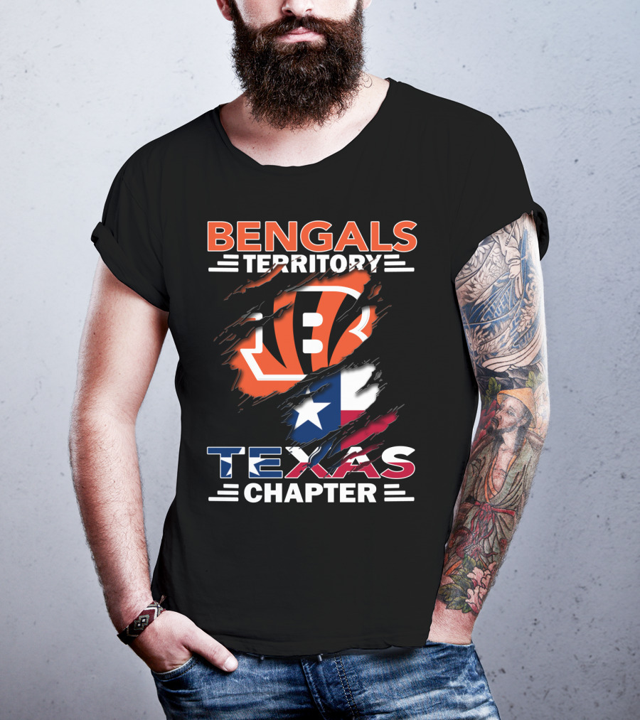 Bengals Territory Texas Chapter Cincinnati Bengals Logo With Texas Flag T-Shirt