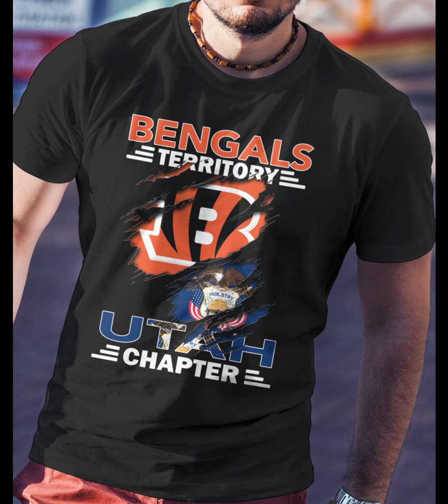 Bengals Territory Utah Chapter Emblem With Cincinnati Logo And Utah State T-Shirt