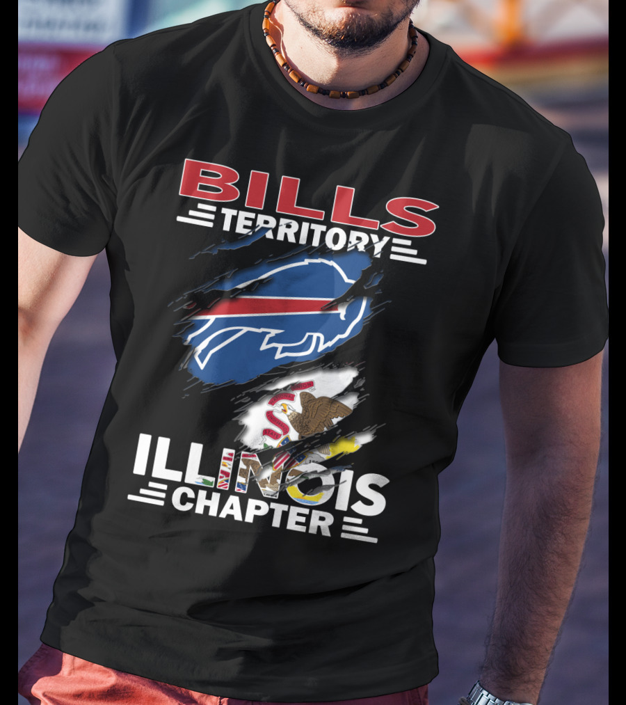 Bills Territory Illinois Chapter Buffalo Logo And Illinois Flag T-Shirt