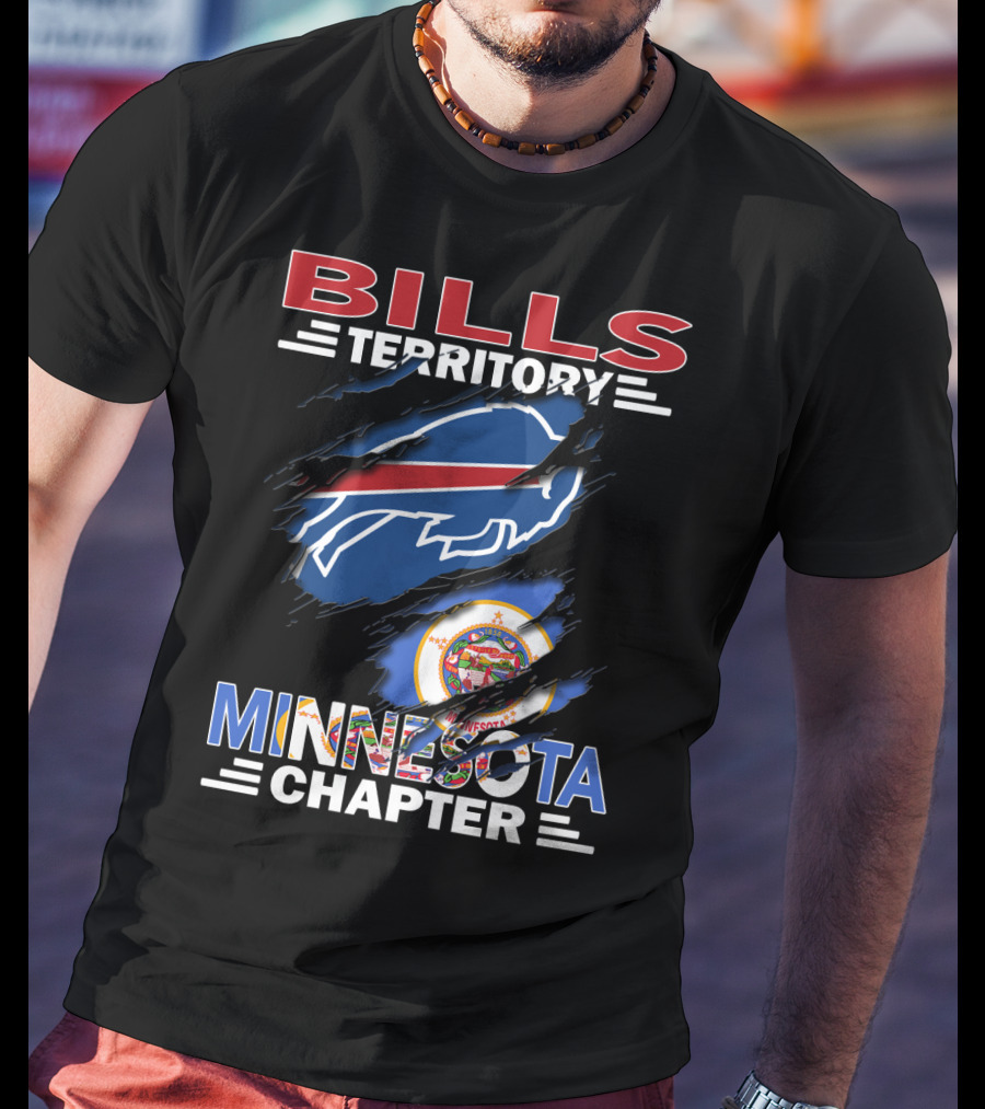 Bills Territory Minnesota Chapter Buffalo Logo And Minnesota State Flag T-Shirt