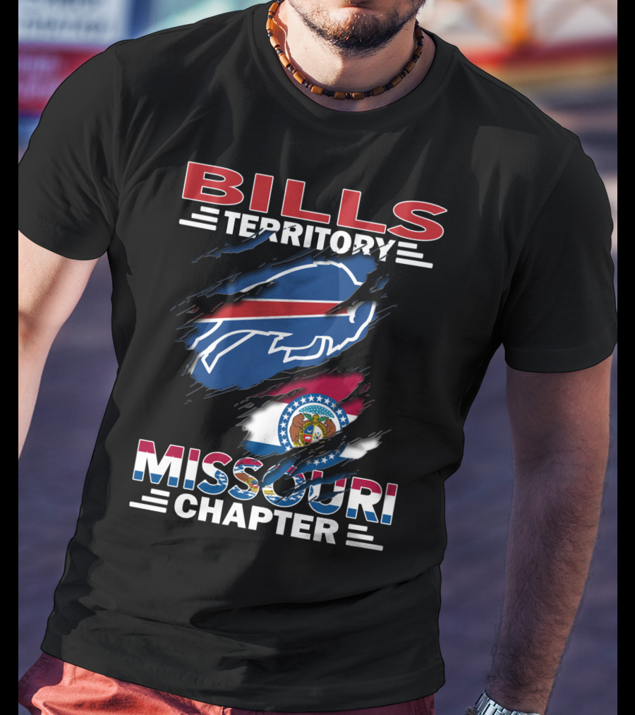Bills Territory Missouri Chapter Buffalo Logo With State Flag T-Shirt