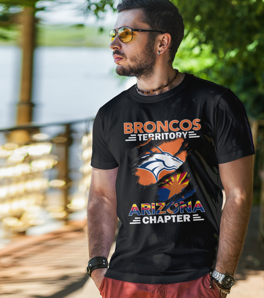 Broncos Territory Arizona Chapter Denver Football Fan Club Logo State Flag T-Shirt