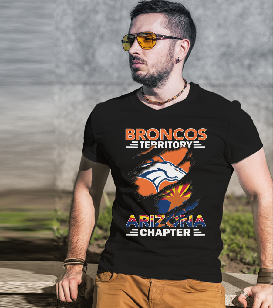 Broncos Territory Arizona Chapter Denver Football Fan Club Logo State Flag T-Shirt