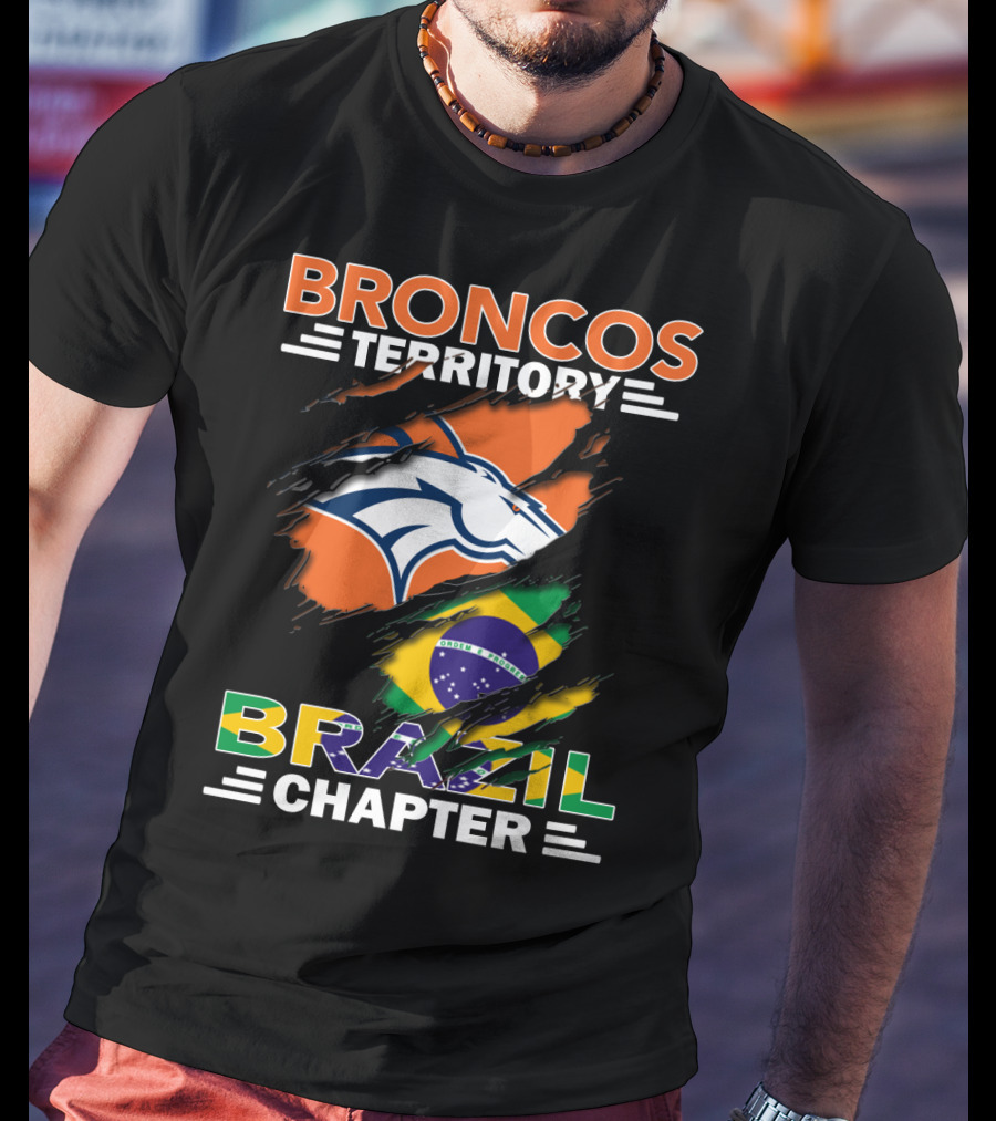 Broncos Territory Brazil Chapter NFL Fan Club Brazilian Flag T-Shirt