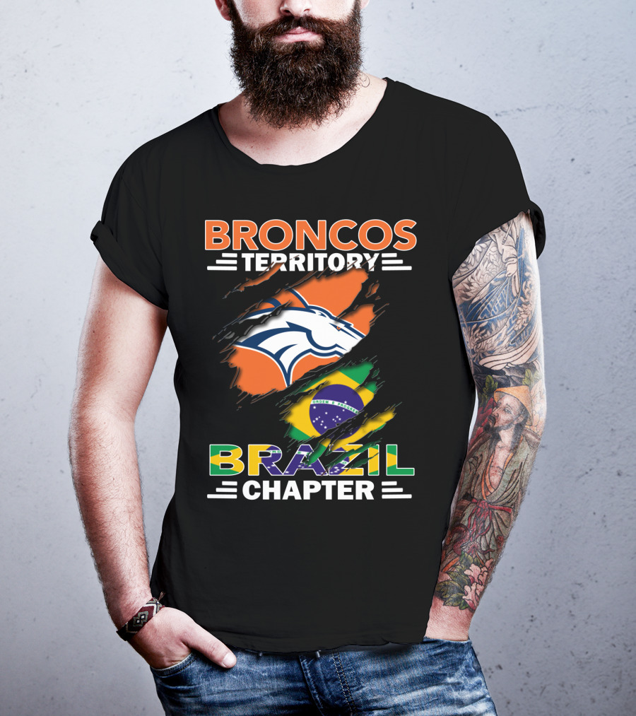 Broncos Territory Brazil Chapter NFL Fan Club Brazilian Flag T-Shirt