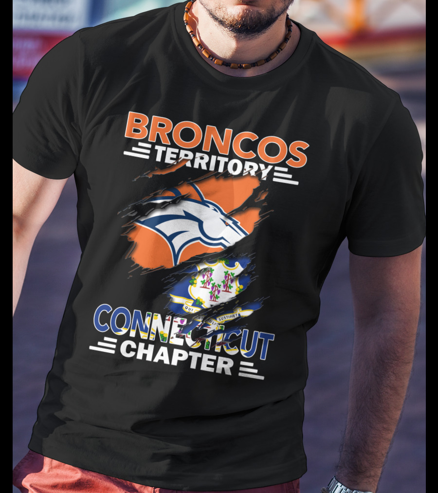Broncos Territory Connecticut Chapter With Horse Logo And State Flag Elements T-Shirt
