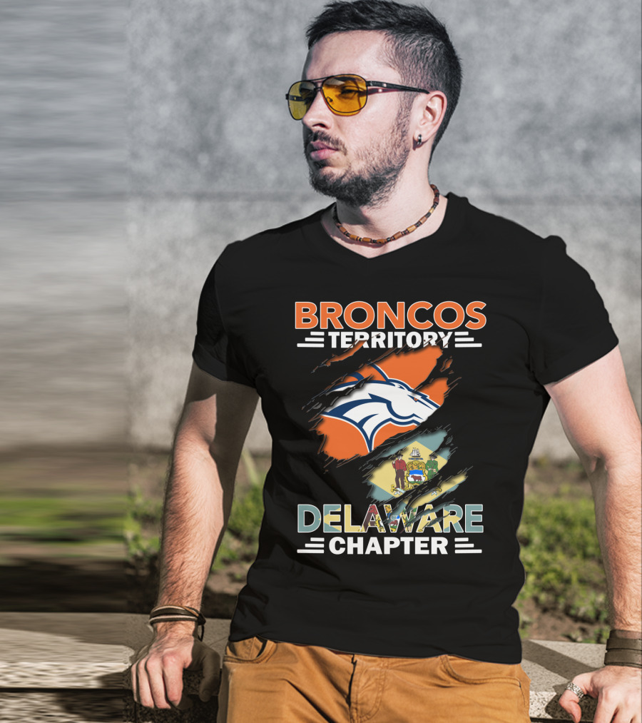 Broncos Territory Delaware Chapter State Flag And Logo Elements T-Shirt