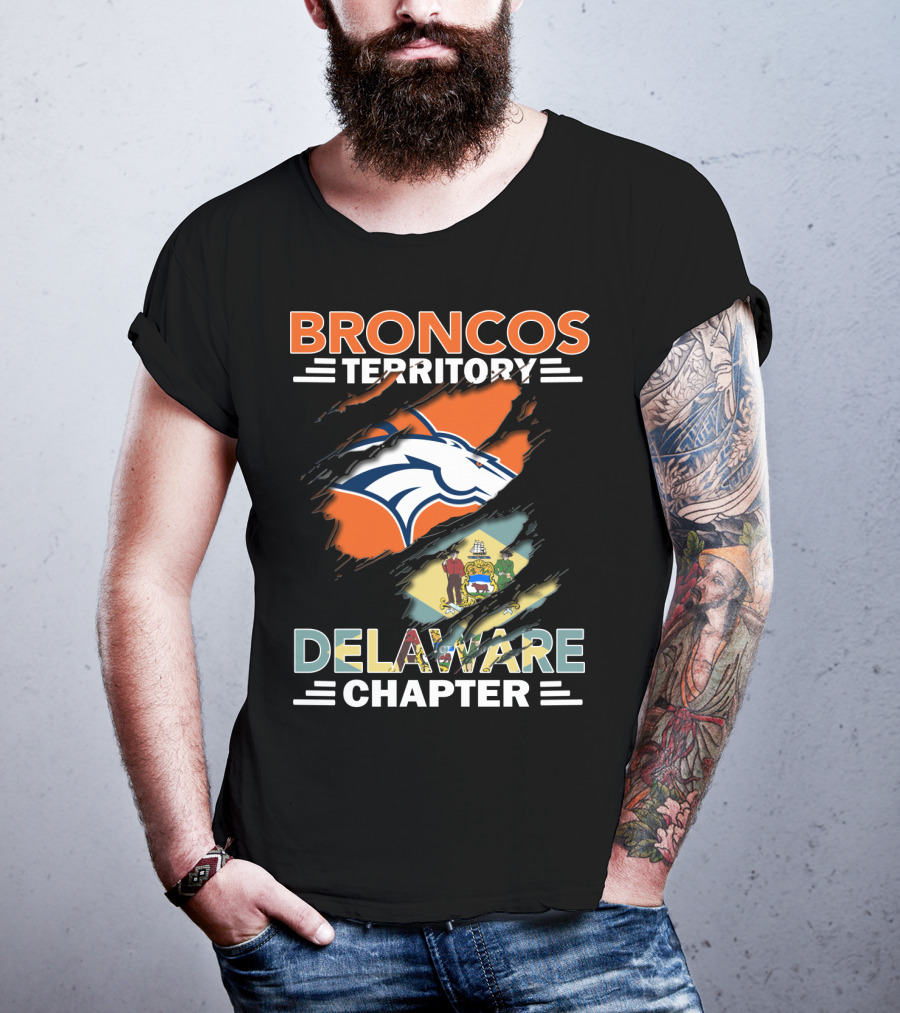 Broncos Territory Delaware Chapter State Flag And Logo Elements T-Shirt