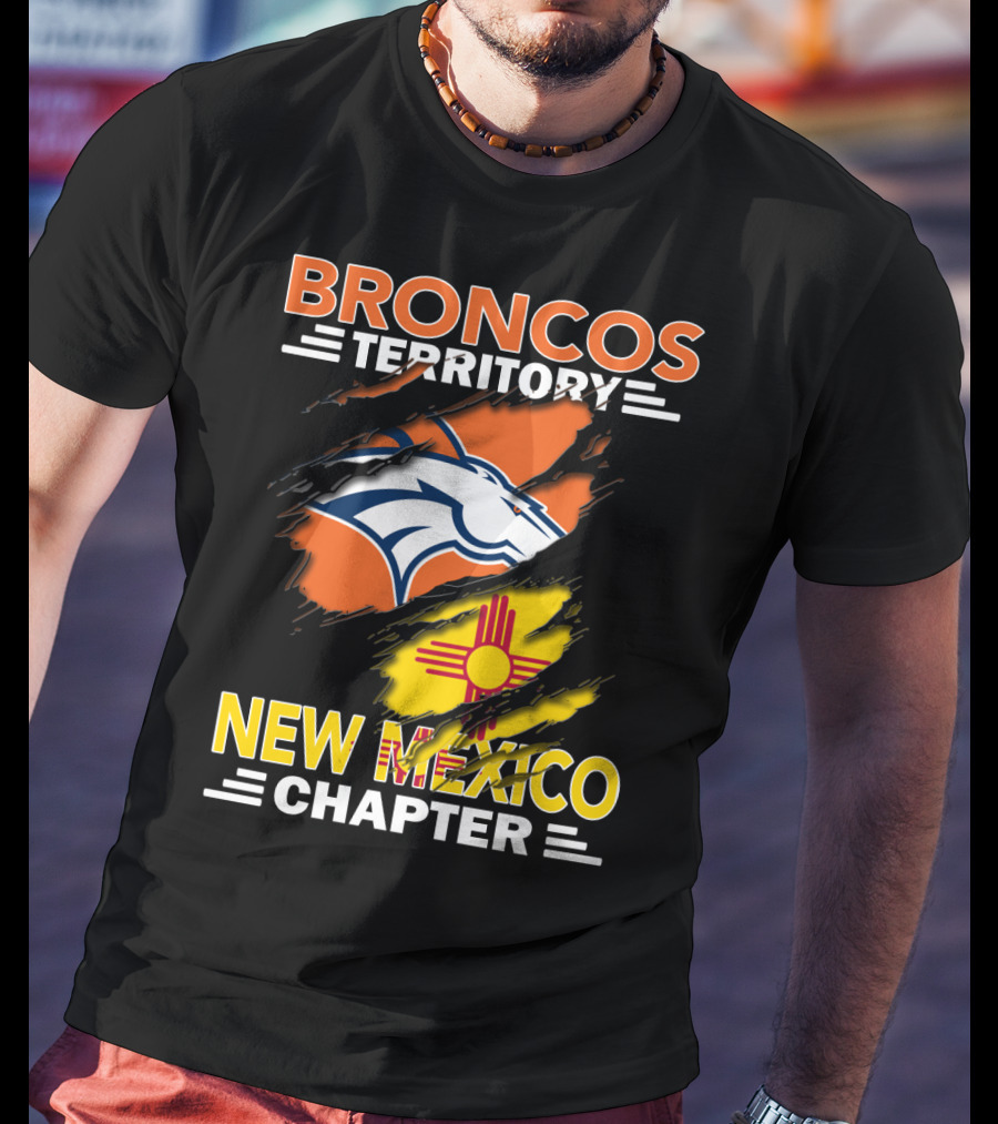 Broncos Territory New Mexico Chapter Ripped Logo And Zia T-Shirt