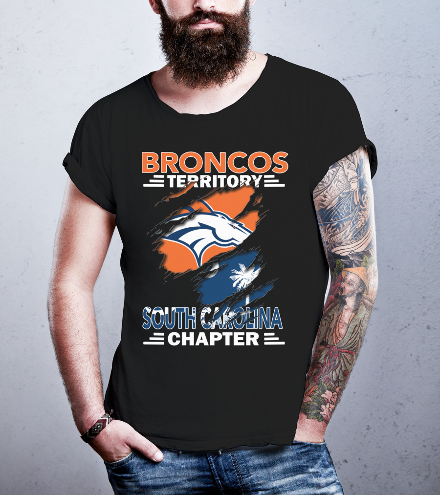Broncos Territory South Carolina Chapter Logo With Palmetto And Crescent Moon T-Shirt