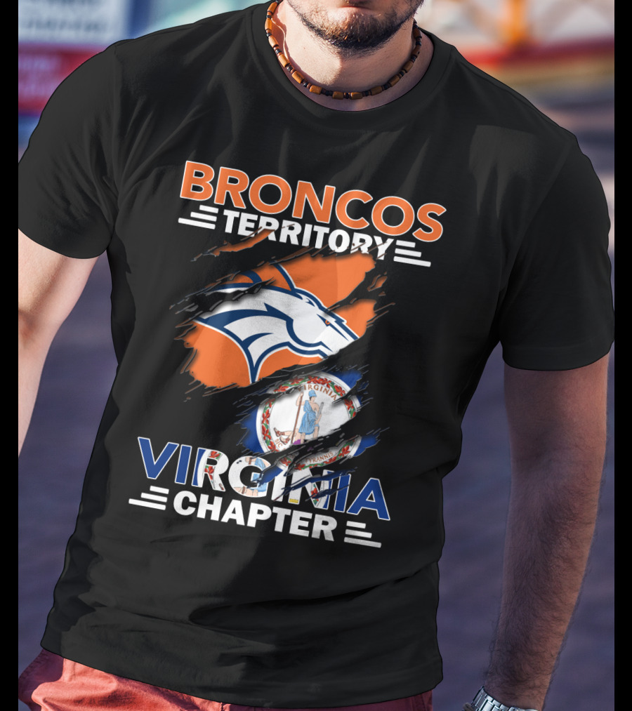 Broncos Territory Virginia Chapter Logo With Virginia State Flag And Denver Broncos Emblem T-Shirt