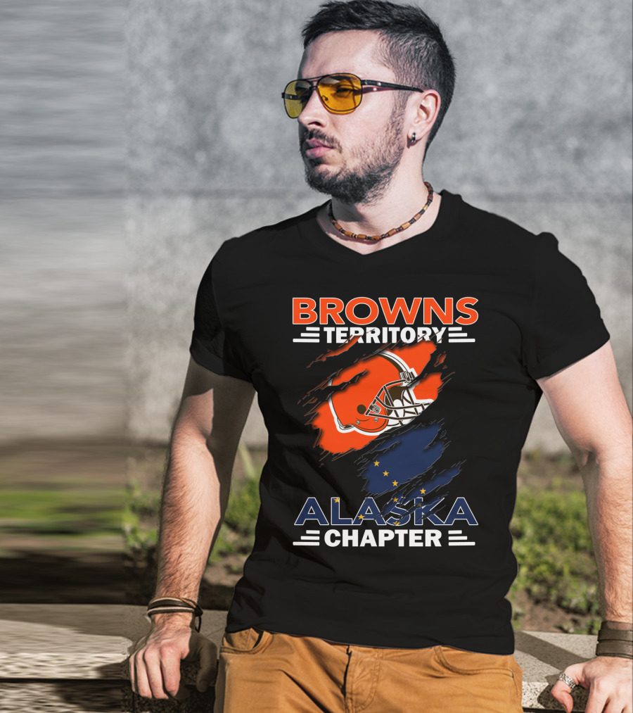Browns Territory Alaska Chapter Football Helmet And Alaska Flag Integration T-Shirt
