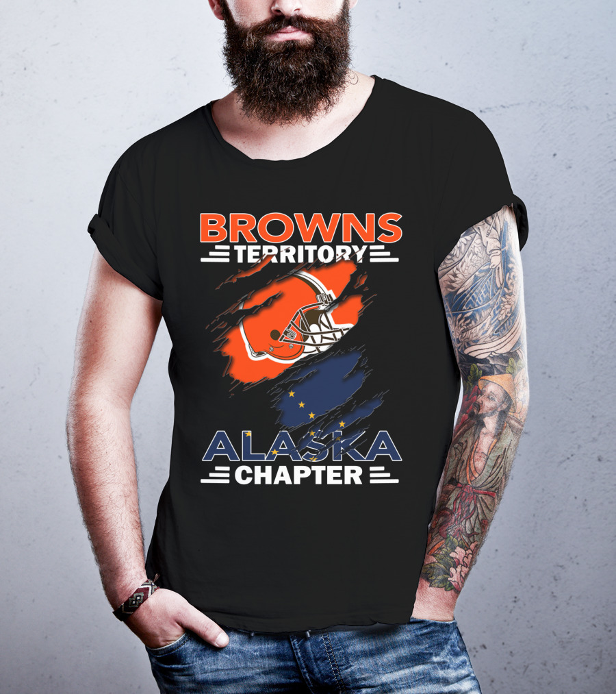 Browns Territory Alaska Chapter Football Helmet And Alaska Flag Integration T-Shirt