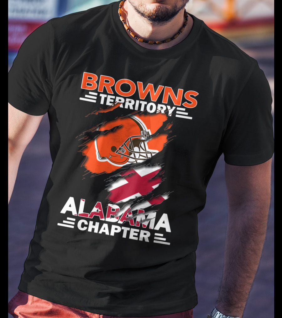 Browns Territory Alabama Chapter Football Helmet And Cross T-Shirt