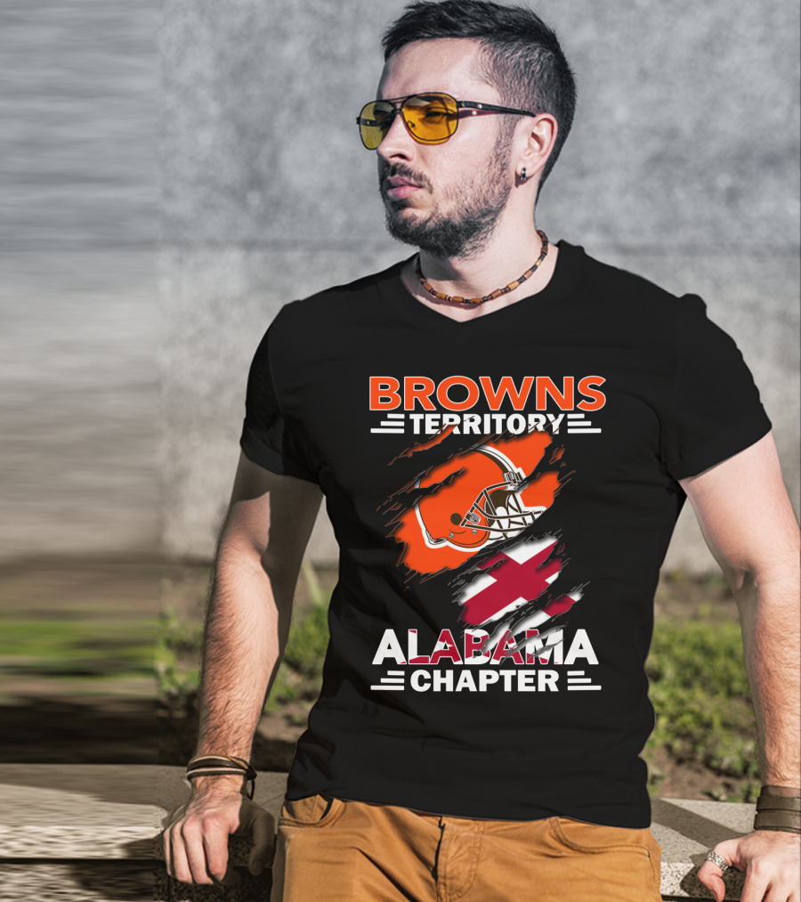 Browns Territory Alabama Chapter Football Helmet And Cross T-Shirt