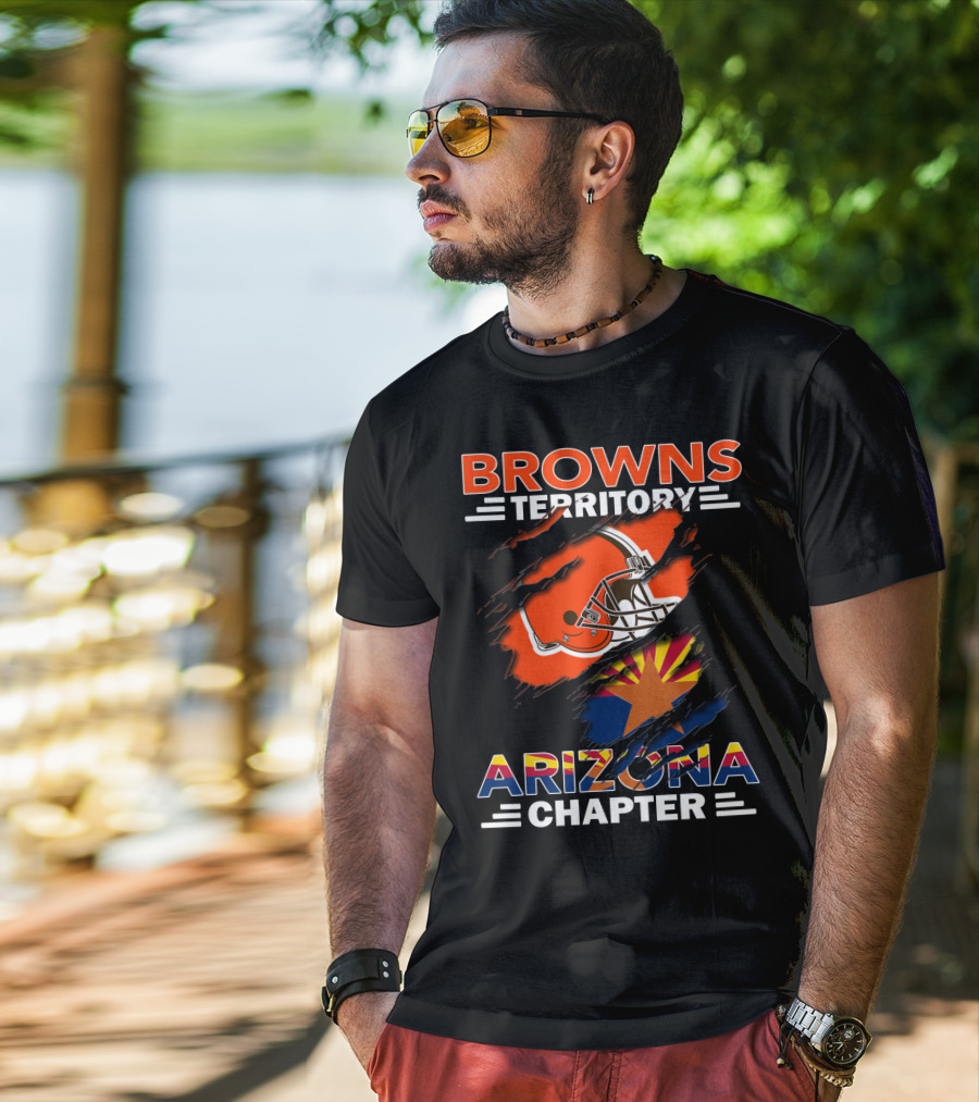 Browns Territory Arizona Chapter Football Helmet Arizona State Flag T-Shirt