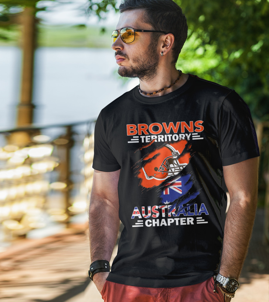 Browns Territory Australia Chapter Helmet With Flag T-Shirt