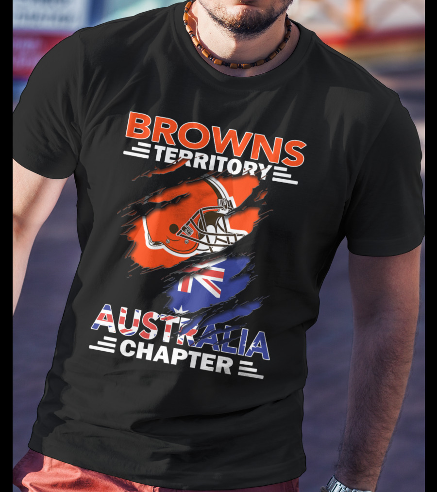 Browns Territory Australia Chapter Helmet With Flag T-Shirt
