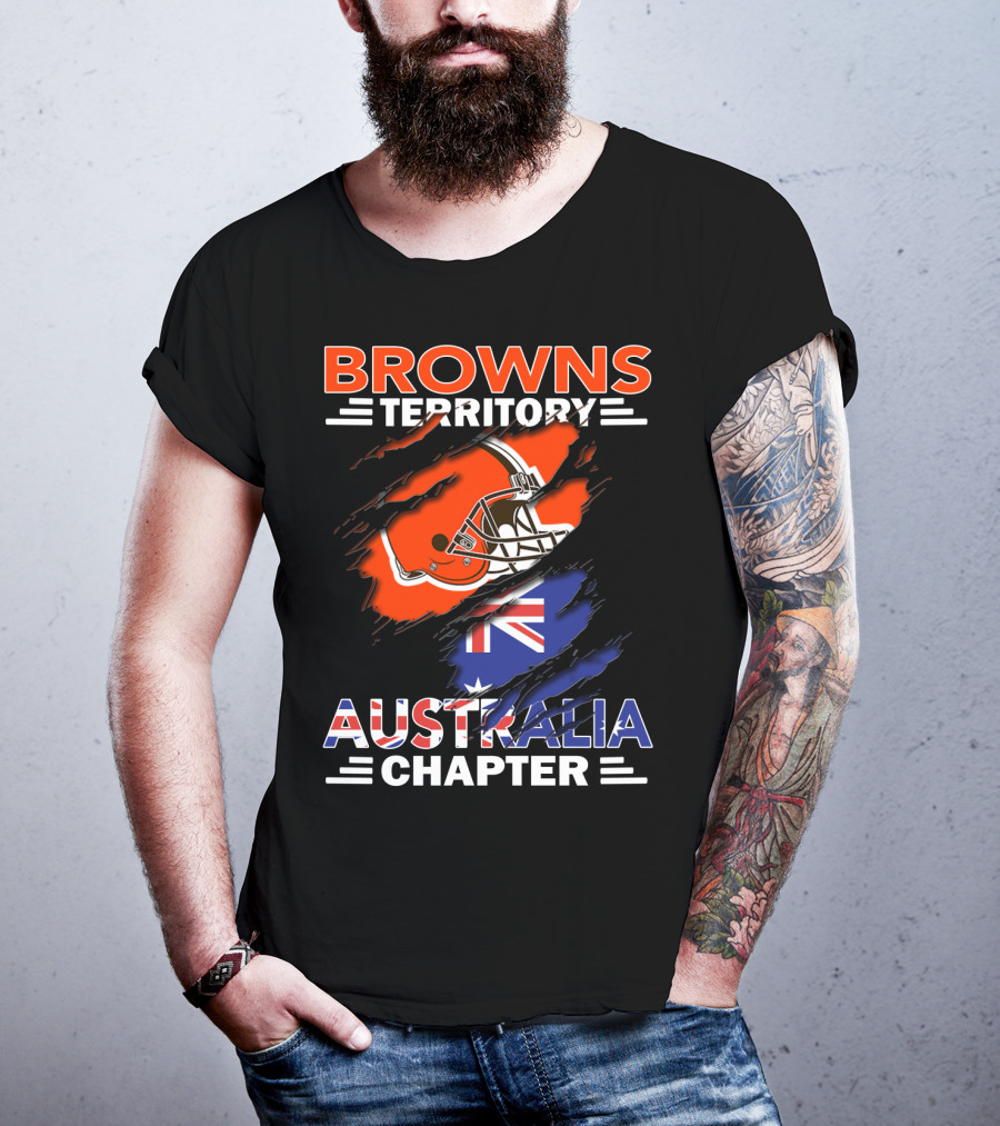 Browns Territory Australia Chapter Helmet With Flag T-Shirt