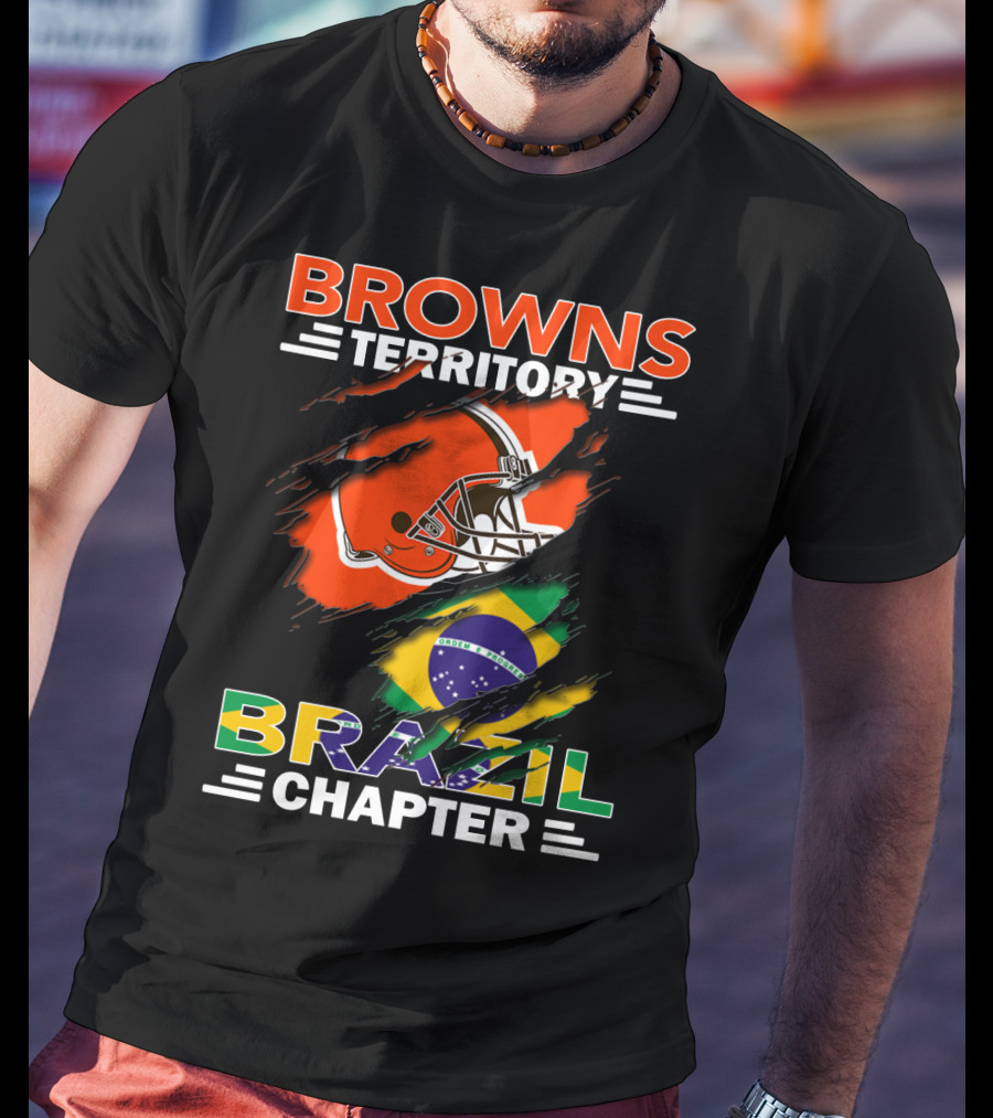 Browns Territory Brazil Chapter Helmet And Flag T-Shirt