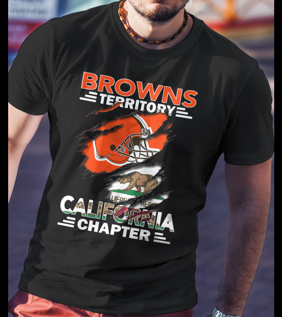Browns Territory California Chapter Football Helmet Bear Flag Graphics T-Shirt