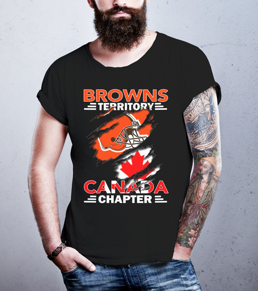 Browns Territory Canada Chapter Helmet And Maple Leaf T-Shirt