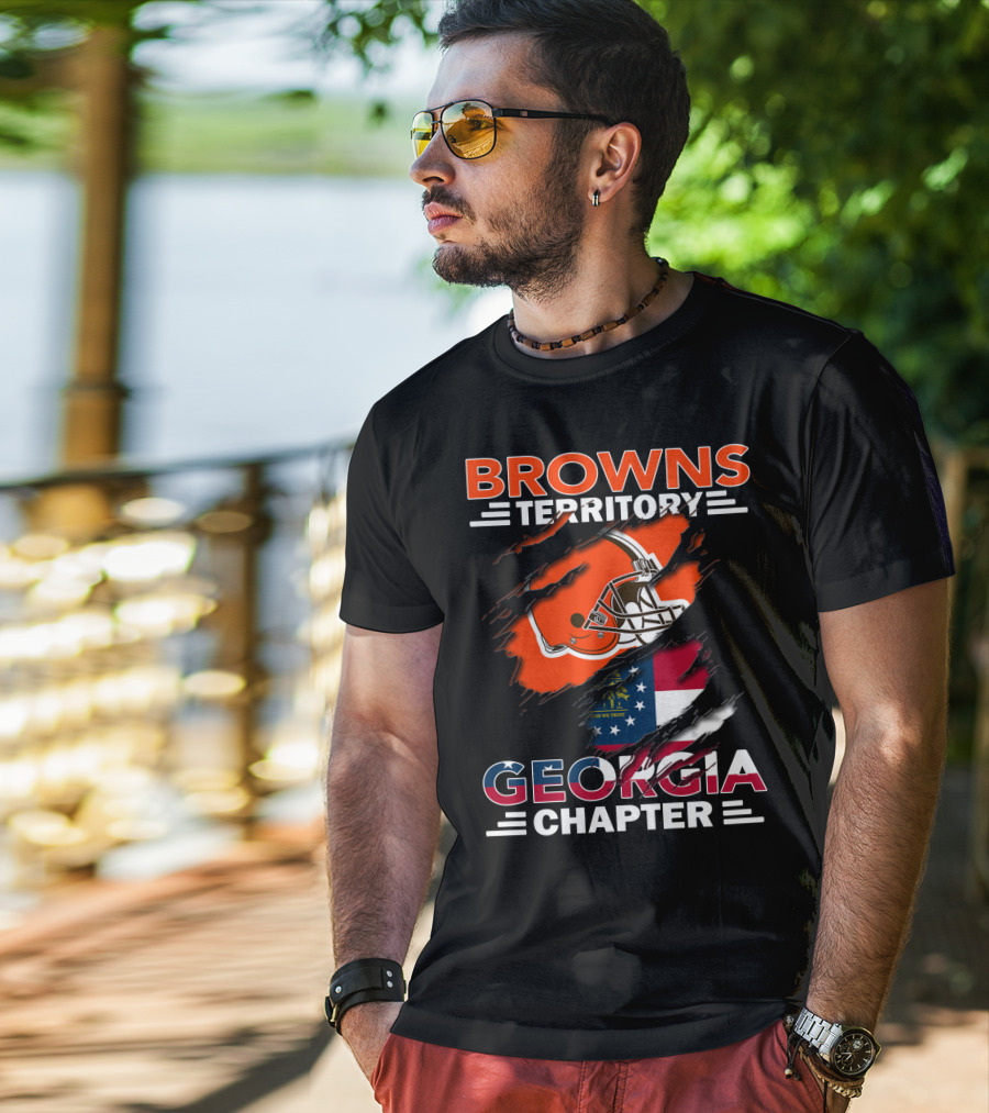 Browns Territory Georgia Chapter Helmet And Flag T-Shirt